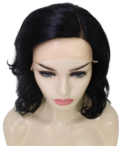 Black synthetic swiss lace front wigs