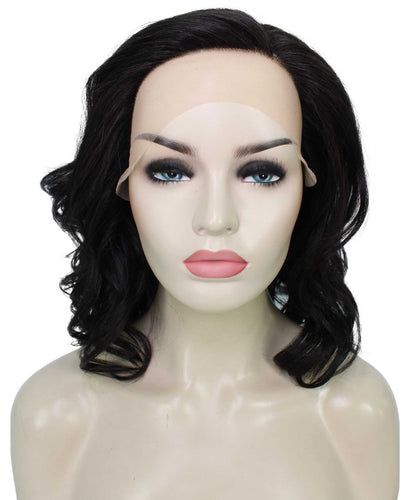 Off Black synthetic swiss lace front wigs