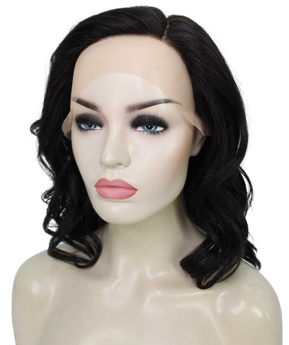 Off Black synthetic swiss lace front wigs