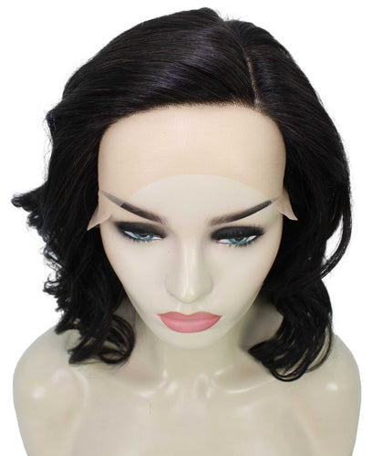 Off Black synthetic swiss lace front wigs