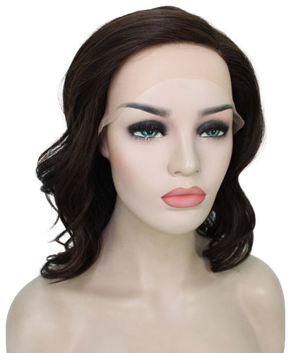 Chocolate Brown synthetic swiss lace front wigs