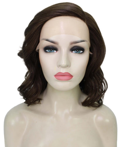 Medium Brown synthetic swiss lace front wigs