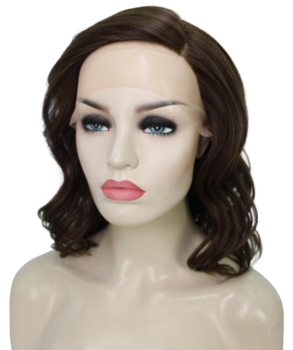 Medium Brown synthetic swiss lace front wigs