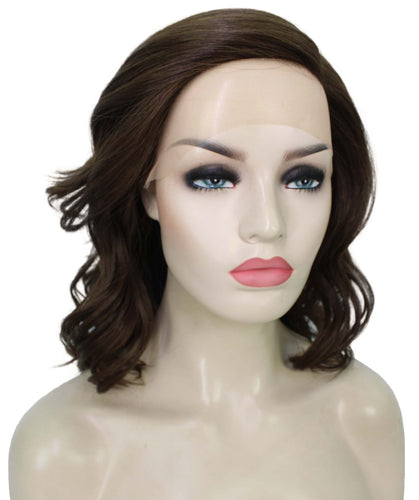 Medium Brown synthetic swiss lace front wigs