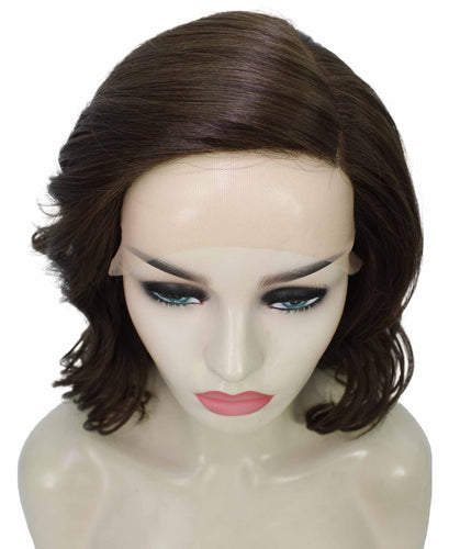 Medium Brown synthetic swiss lace front wigs