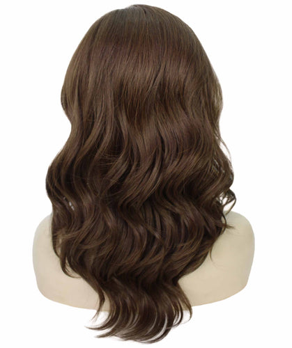 Light Brown with Blonde Highlight Front (Front) synthetic swiss lace front wigs