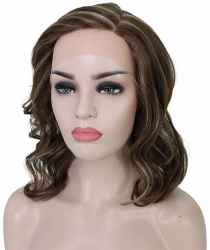 Honey Blonde with Light Brown Highlight synthetic swiss lace front wigs