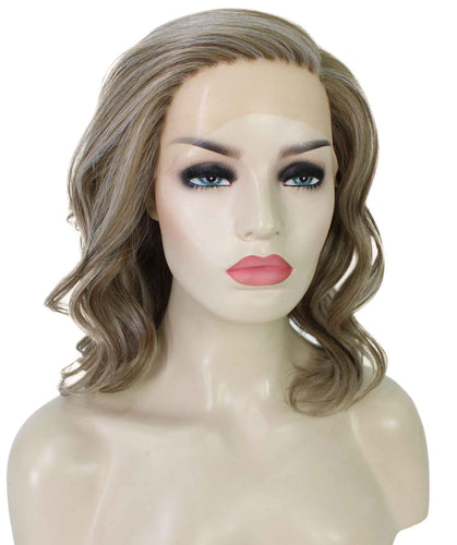 Ash Brown with Silver Grey Frost synthetic swiss lace front wigs