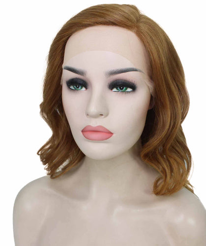 Medium Auburn with Light Aurburn Tips synthetic swiss lace front wigs