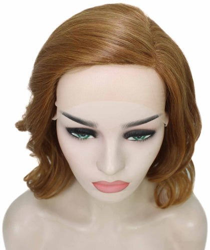 Medium Auburn with Light Aurburn Tips synthetic swiss lace front wigs