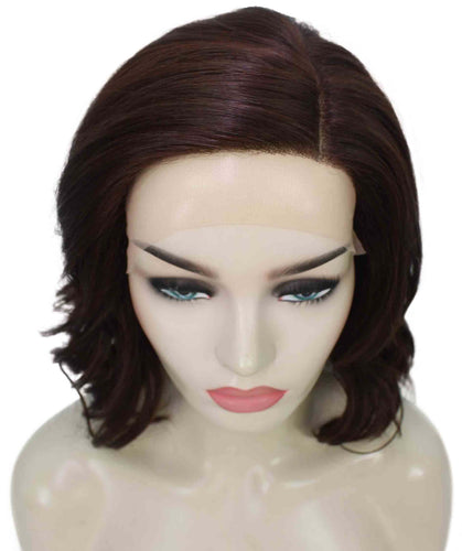 Dark Auburn synthetic swiss lace front wigs