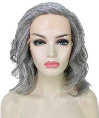 Salt & Pepper Grey synthetic swiss lace front wigs