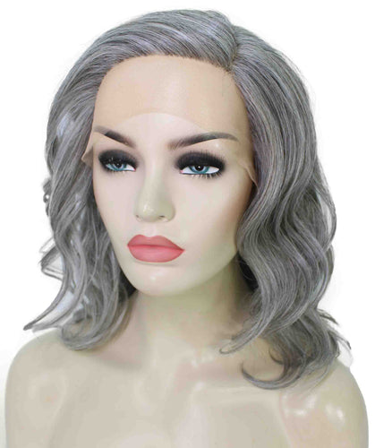 Salt & Pepper Grey synthetic swiss lace front wigs