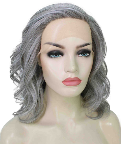 Salt & Pepper Grey synthetic swiss lace front wigs