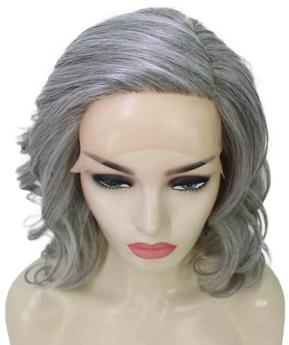 Salt & Pepper Grey synthetic swiss lace front wigs