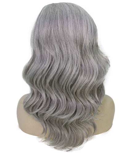 Salt & Pepper Grey with Silver Grey HL Front synthetic swiss lace front wigs