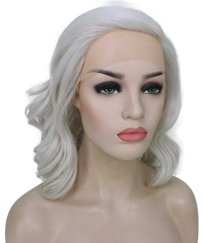 Silver Grey synthetic swiss lace front wigs