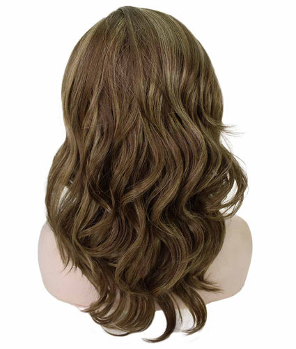 Light Brown with Blonde Highlight Front synthetic swiss lace front wigs