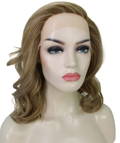 Light Blonde with Blonde Highlight synthetic swiss lace front wigs
