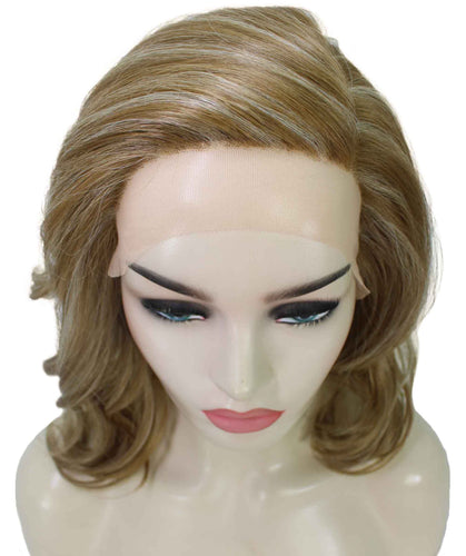 Light Blonde with Blonde Highlight synthetic swiss lace front wigs