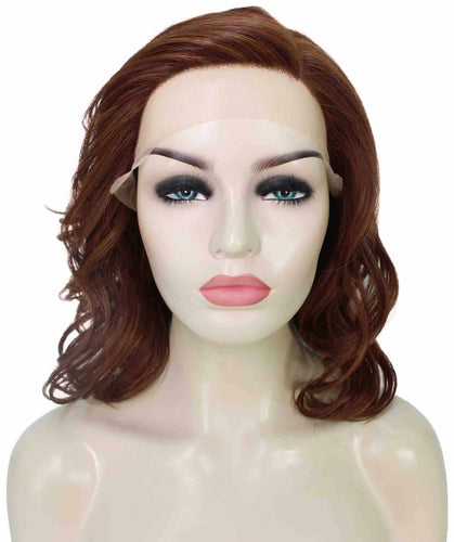 Bright Auburn mixed with Dark Auburn synthetic swiss lace front wigs