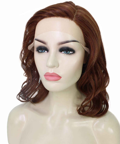 Bright Auburn mixed with Dark Auburn synthetic swiss lace front wigs