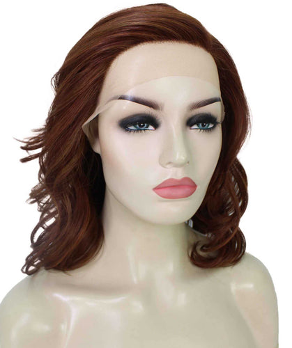 Bright Auburn mixed with Dark Auburn synthetic swiss lace front wigs