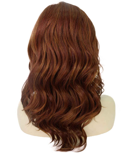 Bright Auburn mixed with Dark Auburn synthetic swiss lace front wigs