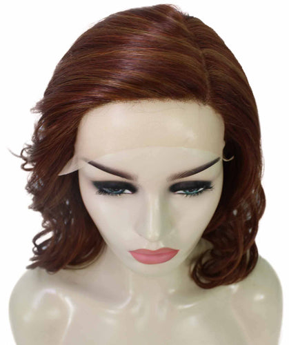 Bright Auburn mixed with Dark Auburn synthetic swiss lace front wigs