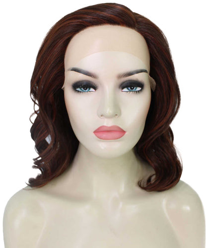 Dark Aurburn with Falme Auburn Highlights synthetic swiss lace front wigs