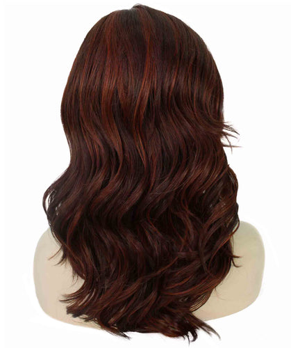 Dark Aurburn with Falme Auburn Highlights synthetic swiss lace front wigs