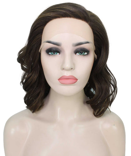 Chestnut Brown with Light Brown Highlight synthetic swiss lace front wigs