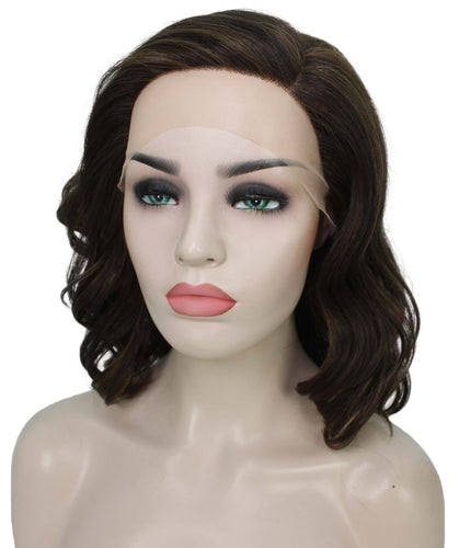 Chestnut Brown with Light Brown Highlight synthetic swiss lace front wigs