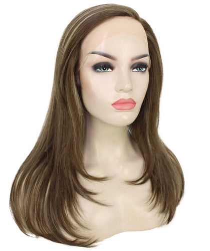 Honey Blonde with Light Brown Highlight swiss lace front wig