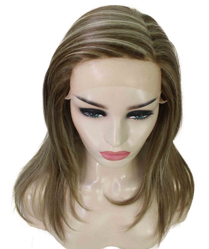 Light Ash Brown with Light Blonde Frost swiss lace front wig