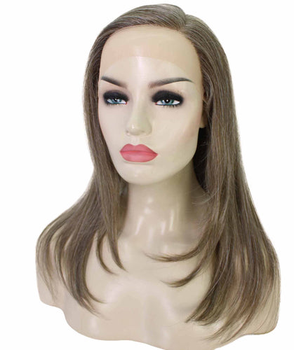 Grey mixed with Light Brown swiss lace front wig