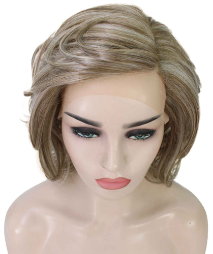 Ash Brown with Silver Grey Frost swiss lace wig