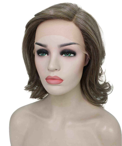 Grey mixed with Light Brown swiss lace wig