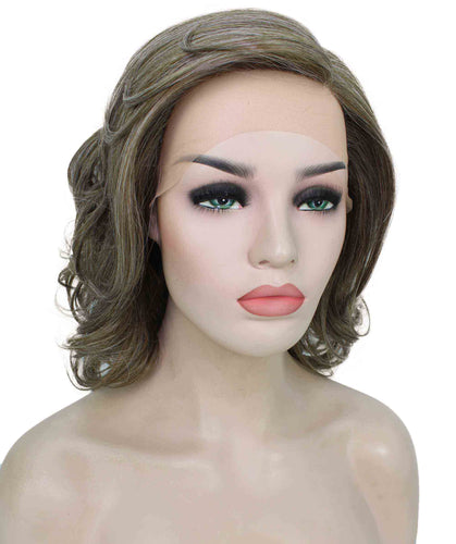 Grey mixed with Light Brown swiss lace wig