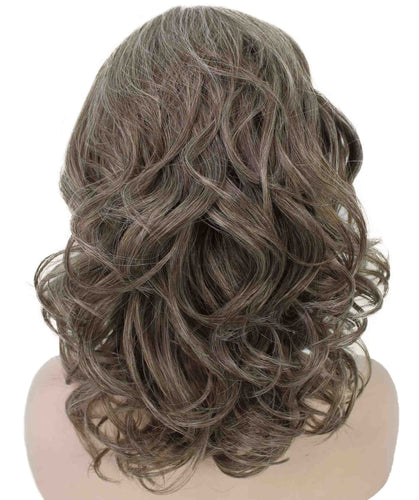 Grey mixed with Light Brown swiss lace wig