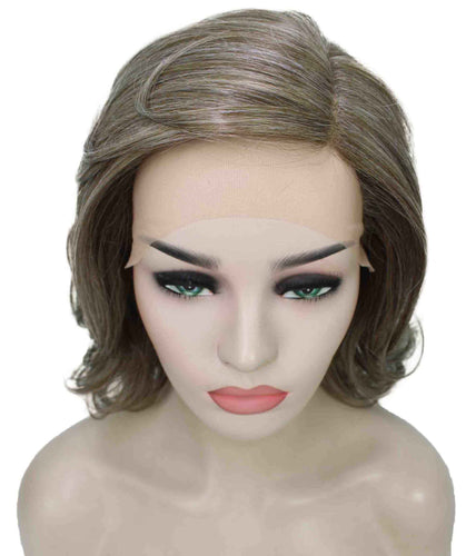 Grey mixed with Light Brown swiss lace wig