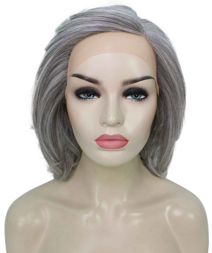 Salt & Pepper Grey with Silver Grey HL Front swiss lace wig