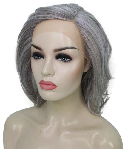 Salt & Pepper Grey with Silver Grey HL Front swiss lace wig