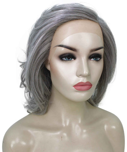 Salt & Pepper Grey with Silver Grey HL Front swiss lace wig
