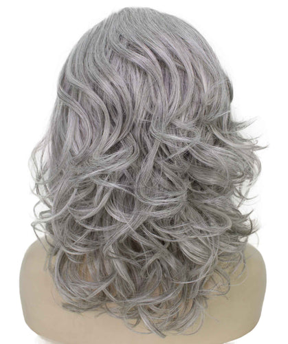 Salt & Pepper Grey with Silver Grey HL Front swiss lace wig