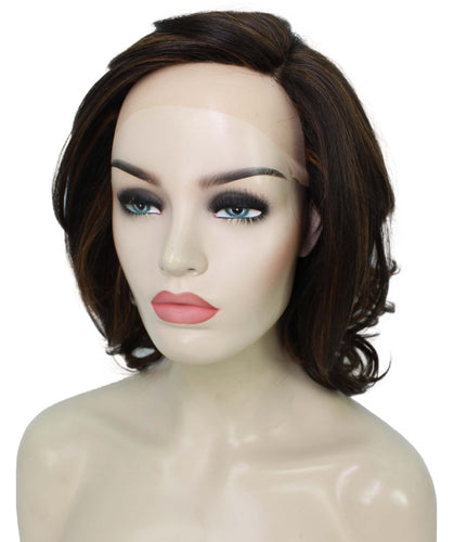 Dark Brown with Auburn highlights swiss lace wig