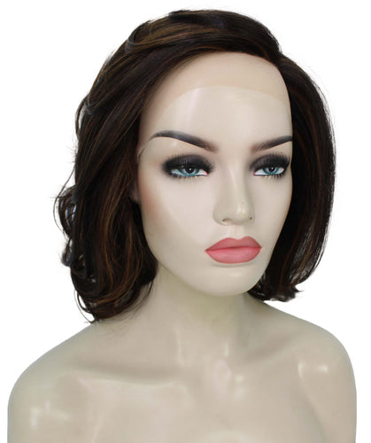 Dark Brown with Auburn highlights swiss lace wig