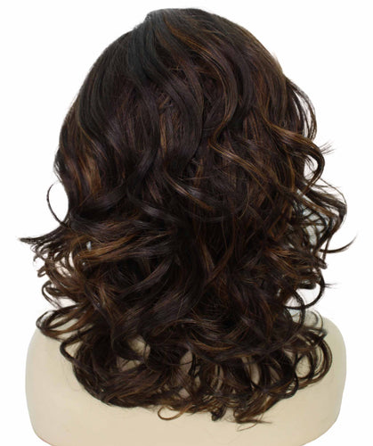 Dark Brown with Auburn highlights swiss lace wig