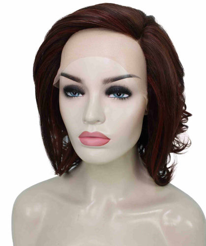 Dark Aurburn with Falme Auburn Foils swiss lace wig