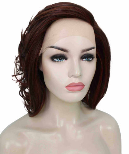 Dark Aurburn with Falme Auburn Foils swiss lace wig